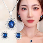 CONJUNTO DE COLAR + 2 BRINCOS DE SAFIRA - LADY DI™
