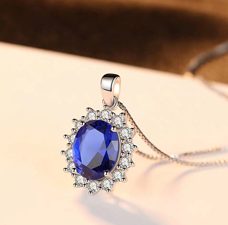 CONJUNTO DE COLAR + 2 BRINCOS DE SAFIRA - LADY DI™