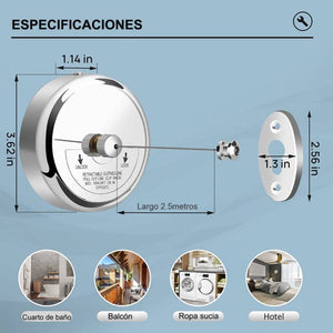 VARAL RETRÁTIL EM NYLON REFORÇADO 2.8 METROS - CLOTHESLINE™