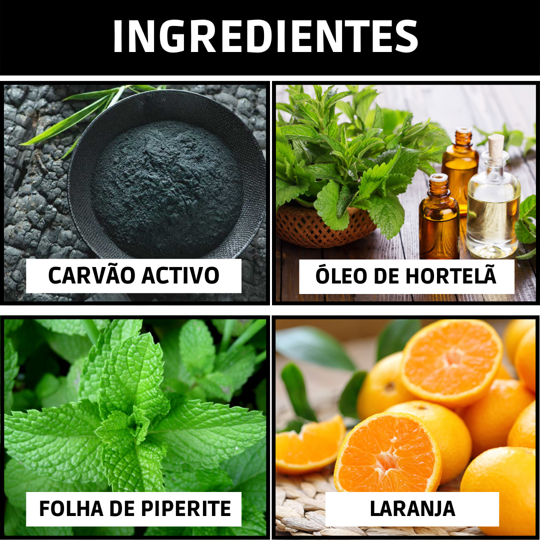 BRANQUEADOR DE DENTES COM CARVÃO ACTIVADO E EXTRACTO DE PLANTAS - WHITETH™