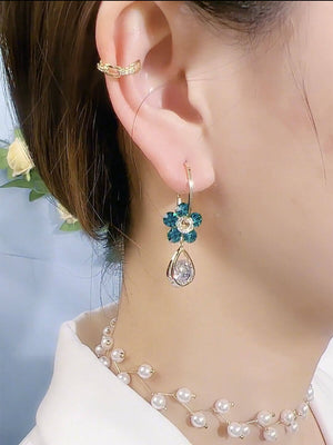 Brincos de Flores em Cristal Azul - FLOWERLY™